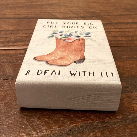 Put Your Big Girl Boots On & Deal With It Wood Tier Tray Sign CowGirl Boots Sign - Picture 15 of 15